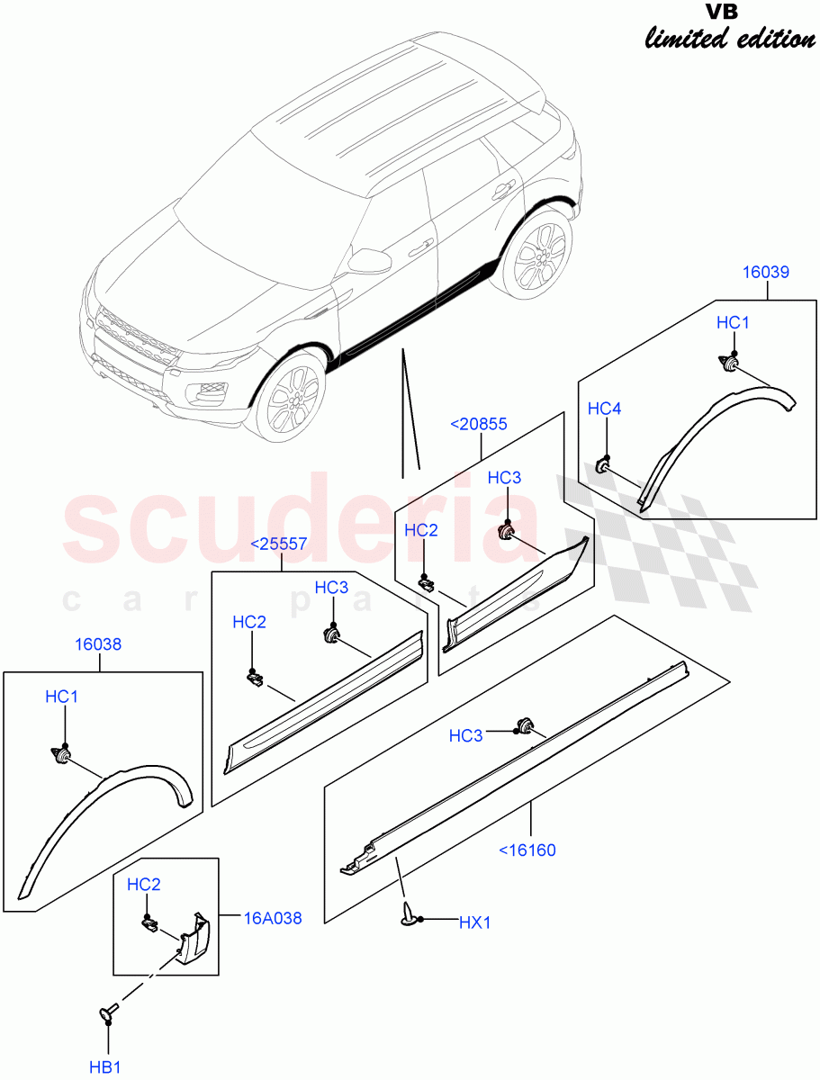 Body Mouldings (Victoria Beckham Limited Edition, Halewood (UK)) of Land Rover Land Rover Range Rover Evoque (2012-2018) [2.0 Turbo Petrol GTDI]