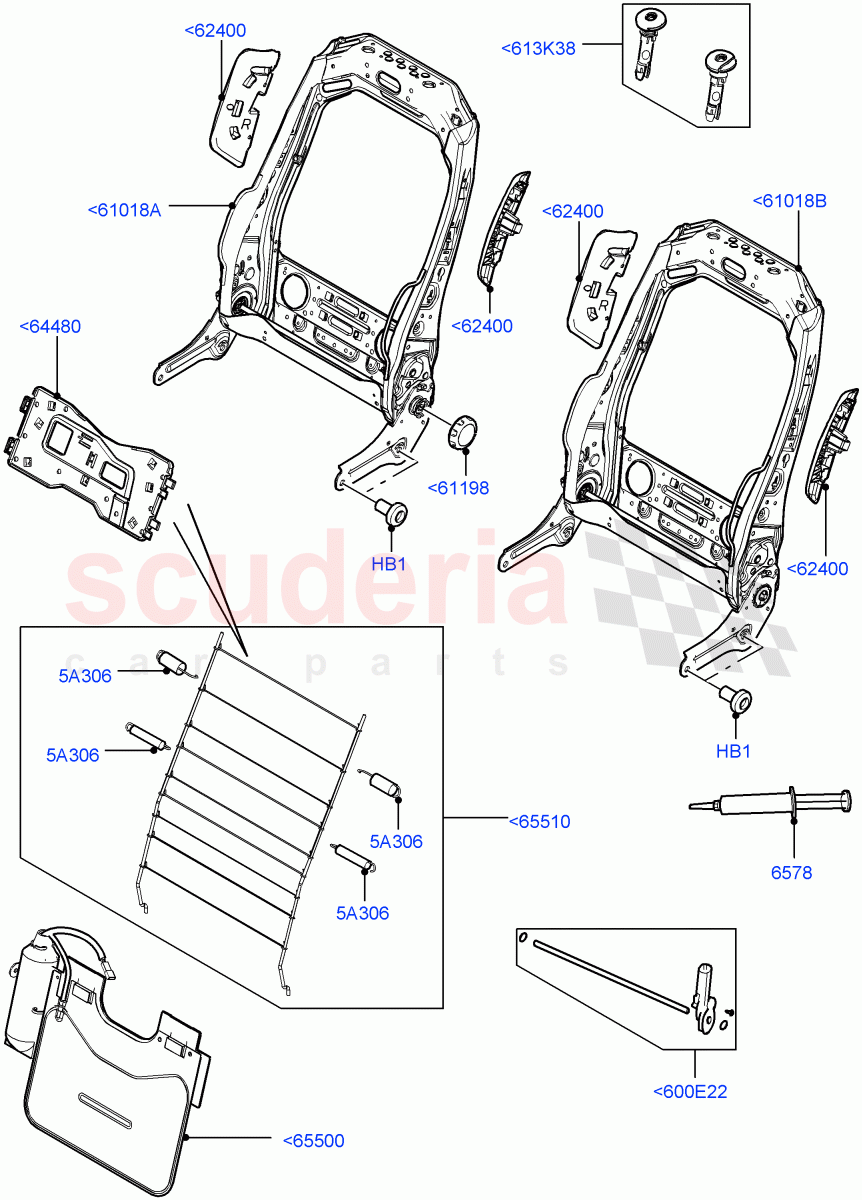 Front Seat Back (5 Door, Itatiaia (Brazil), Seat - Standard) ((V) FROMGT000001) of Land Rover Land Rover Range Rover Evoque (2012-2018) [2.0 Turbo Petrol AJ200P]