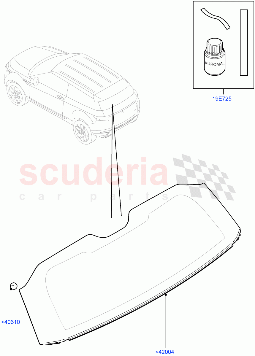 Back Window Glass (3 Door, Halewood (UK), 5 Door) of Land Rover Land Rover Range Rover Evoque (2012-2018) [2.0 Turbo Petrol GTDI]