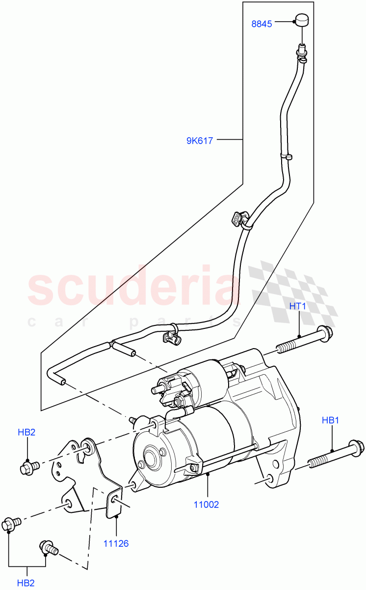 Starter Motor (Solihull Plant Build) (3.0 V6 Diesel) ((V) FROMAA000001) of Land Rover Land Rover Range Rover (2012-2021) [3.0 Diesel 24V DOHC TC]