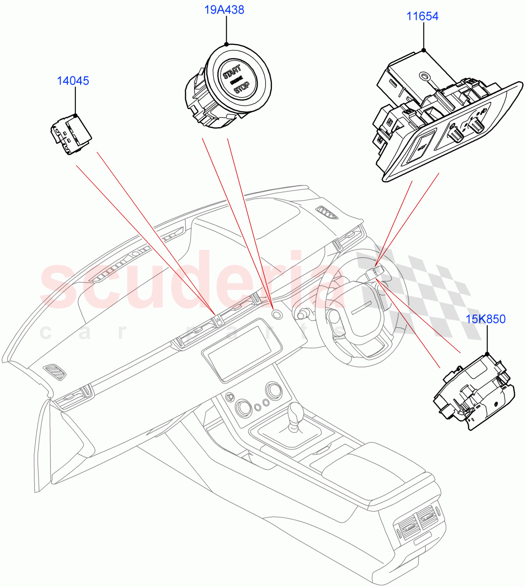Switches (Facia And Console) (Itatiaia (Brazil)) of Land Rover Land Rover Range Rover Evoque (2019+) [1.5 I3 Turbo Petrol AJ20P3]