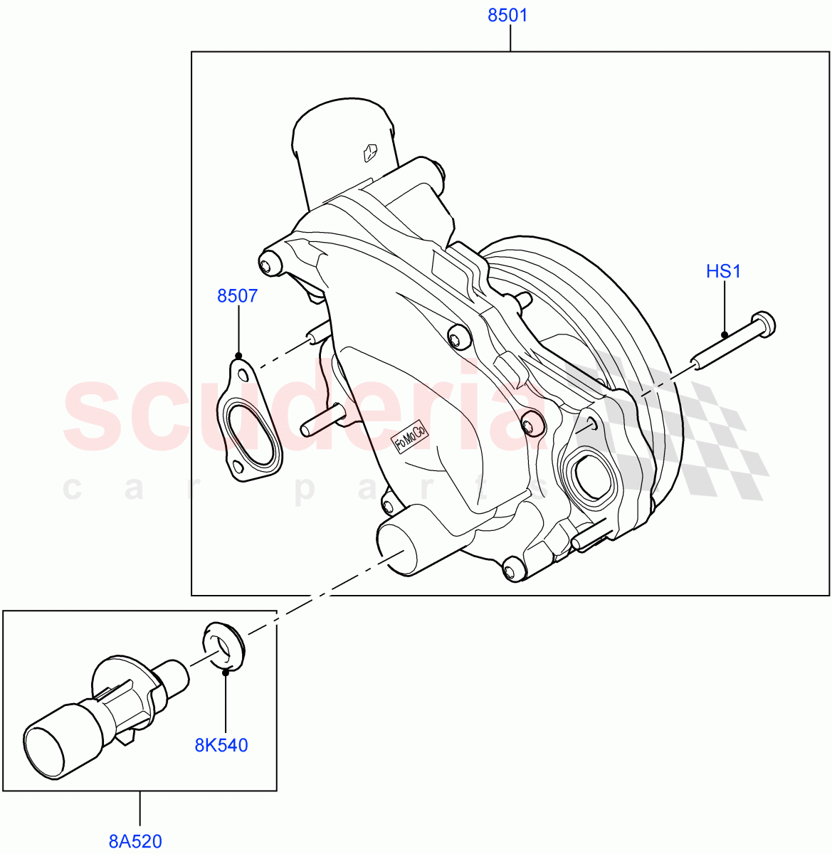 Water Pump (5.0L OHC SGDI NA V8 Petrol - AJ133) ((V) FROMAA000001) of Land Rover Land Rover Range Rover Sport (2010-2013) [5.0 OHC SGDI NA V8 Petrol]
