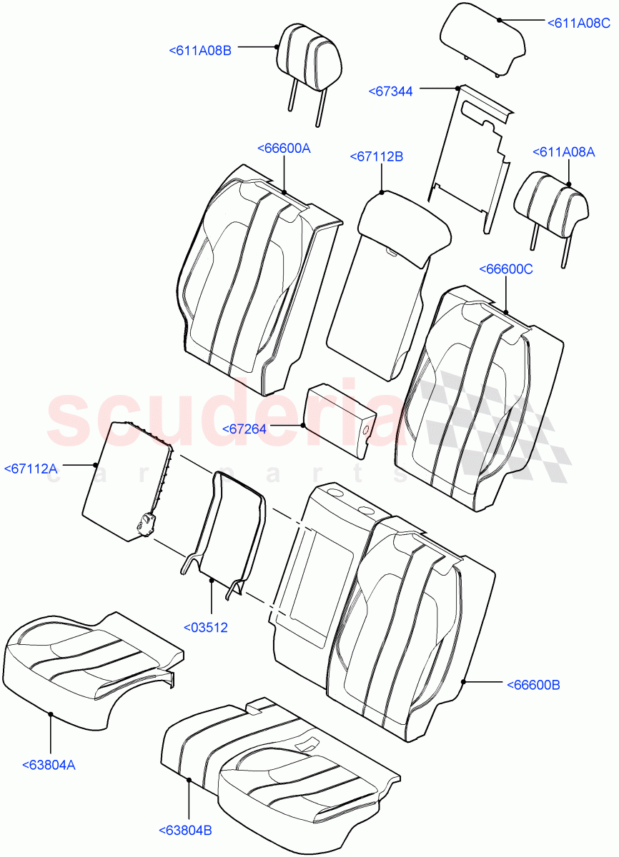 Rear Seat Covers (Extended Windsor, Non SVR) ((V) FROMEA396203, (V) TOHA999999) of Land Rover Land Rover Range Rover Sport (2014+) [4.4 DOHC Diesel V8 DITC]