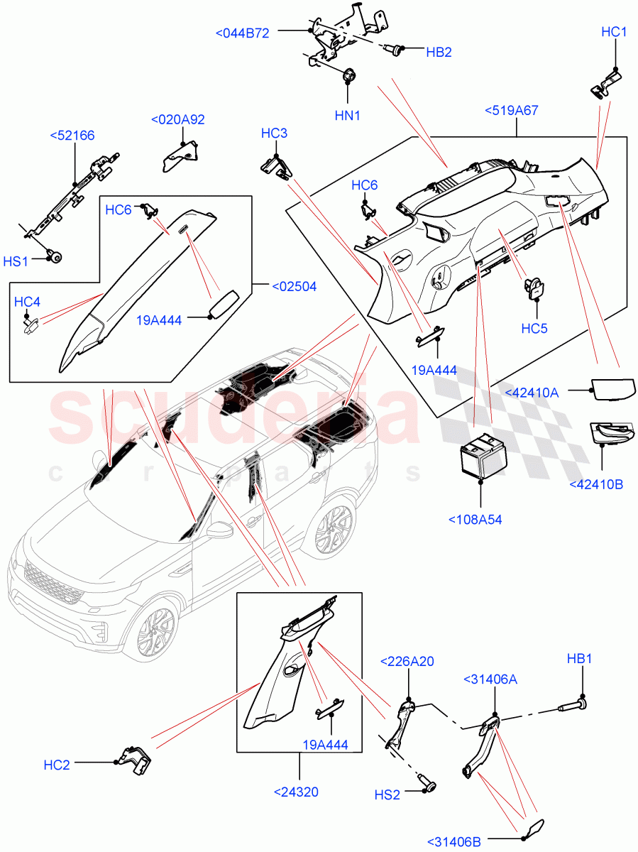 Side Trim (Nitra Plant Build, Upper) ((V) FROMK2000001) of Land Rover Land Rover Discovery 5 (2017+) [2.0 Turbo Petrol AJ200P]