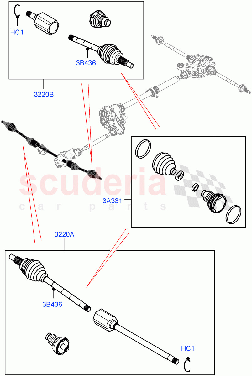 Drive Shaft - Front Axle Drive (Driveshaft) of Land Rover Land Rover Range Rover Velar (2017+) [3.0 I6 Turbo Petrol AJ20P6]