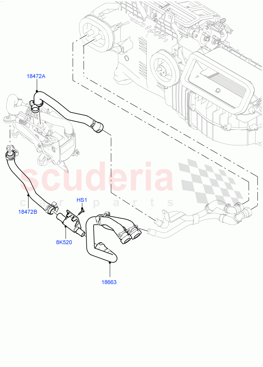 Heater Hoses (Front) (4.4L DOHC DITC V8 Diesel, With Fuel Fired Heater) ((V) TOHA999999) of Land Rover Land Rover Range Rover (2012-2021) [3.0 I6 Turbo Diesel AJ20D6]
