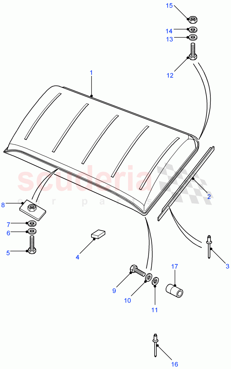 Roof Assembly (Chassis Cab, Pick Up, High Capacity Pick Up) ((V) FROM7A000001) of Land Rover Land Rover Defender (2007-2016)