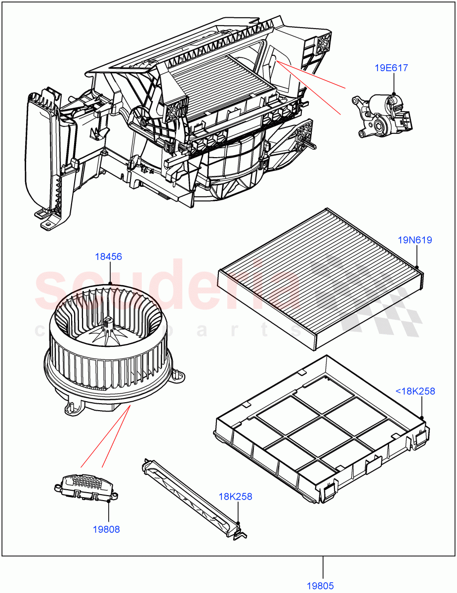 Heater/Air Cond.Internal Components (Auxiliary Heater) ((V) FROMMA000001) of Land Rover Land Rover Range Rover Velar (2017+) [3.0 Diesel 24V DOHC TC]