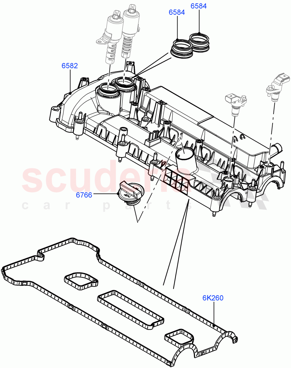 Cylinder Head Cover (2.0L 16V TIVCT T/C Gen2 Petrol, Halewood (UK), 2.0L 16V TIVCT T/C 240PS Petrol) of Land Rover Land Rover Range Rover Evoque (2012-2018) [2.0 Turbo Petrol GTDI]