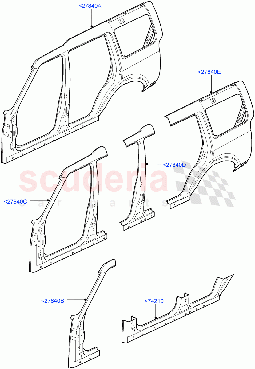 Side Panels - Outer (Cut Panels) ((V) FROMAA000001) of Land Rover Land Rover Discovery 4 (2010-2016) [3.0 Diesel 24V DOHC TC]