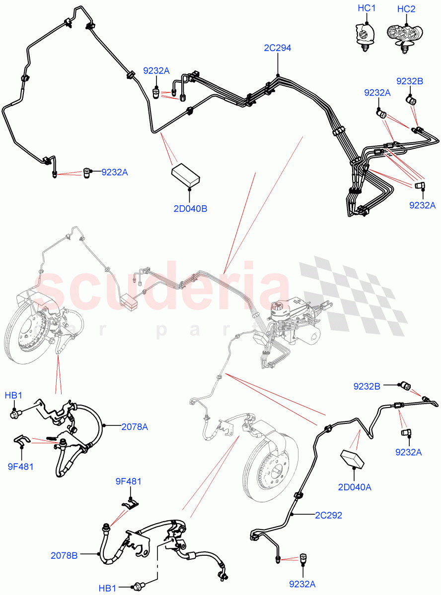 Front Brake Pipes (Nitra Plant Build) (LHD) ((V) FROMM2000001) of Land Rover Land Rover Discovery 5 (2017+) [3.0 I6 Turbo Diesel AJ20D6]