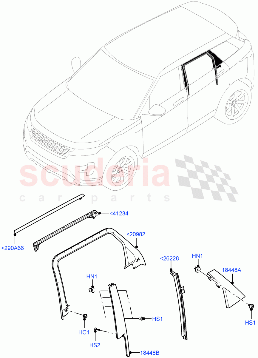 Rear Doors, Hinges & Weatherstrips (Rear Finisher) (Itatiaia (Brazil)) of Land Rover Land Rover Range Rover Evoque (2019+) [2.0 Turbo Petrol AJ200P]