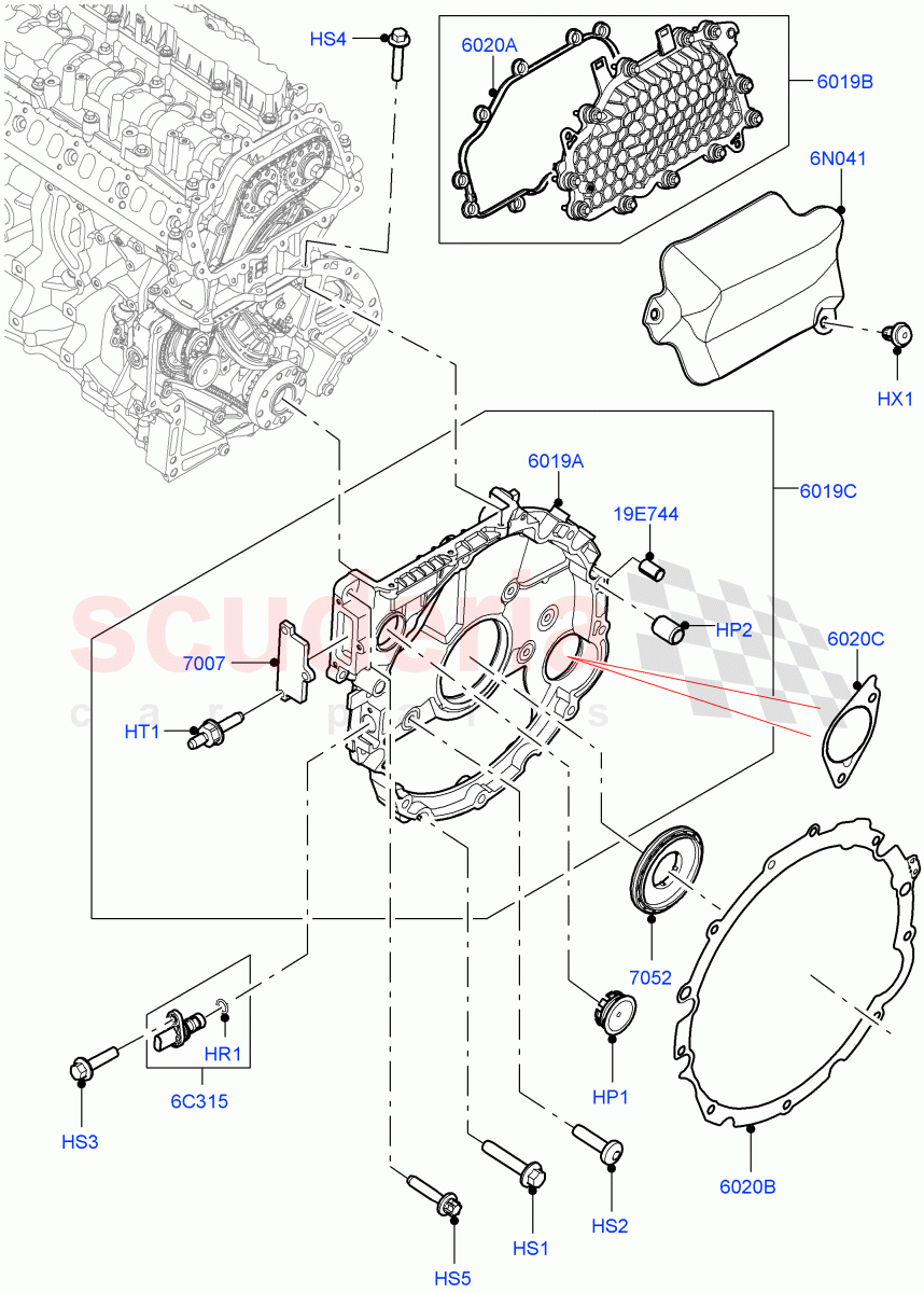 Timing Gear Covers (3.0L AJ20D6 Diesel High) ((V) FROMLA000001) of Land Rover Land Rover Range Rover (2012-2021) [3.0 I6 Turbo Diesel AJ20D6]
