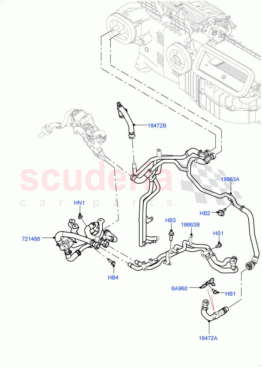 Heater Hoses (2.0L I4 High DOHC AJ200 Petrol, Fuel Heater W/Pk Heat With Remote, Fuel Fired Heater With Park Heat, With Fuel Fired Heater) of Land Rover Land Rover Defender (2020+) [2.0 Turbo Diesel]
