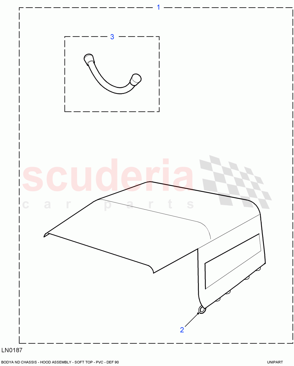 Hood Assembly - PVC (Soft Top, 90" Wheelbase) ((V) FROM7A000001) of Land Rover Land Rover Defender (2007-2016)