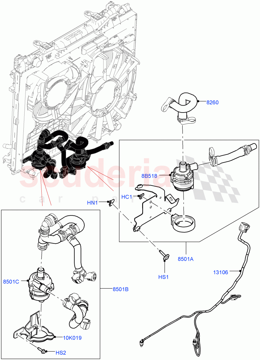Water Pump (Auxiliary Unit) (2.0L AJ200P Hi PHEV) ((V) FROMJA000001) of Land Rover Land Rover Range Rover Sport (2014+) [2.0 Turbo Petrol AJ200P]