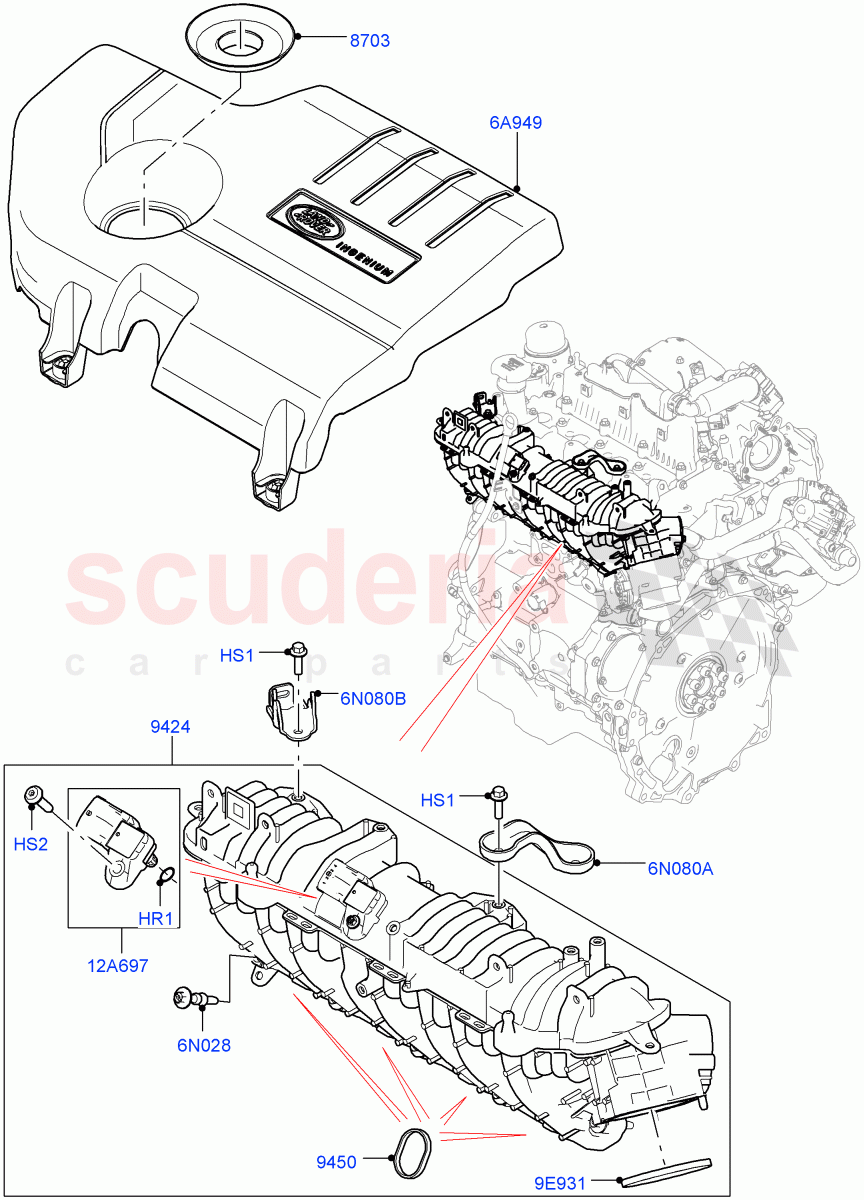 Inlet Manifold (2.0L AJ20D4 Diesel Mid PTA, Halewood (UK), 2.0L AJ20D4 Diesel LF PTA) of Land Rover Land Rover Discovery Sport (2015+) [2.0 Turbo Diesel]