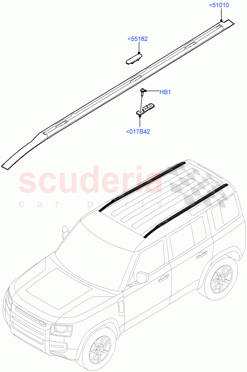 Roof Rack Systems (Roof Rack - Black) of Land Rover Land Rover Defender (2020+) [3.0 I6 Turbo Petrol AJ20P6]