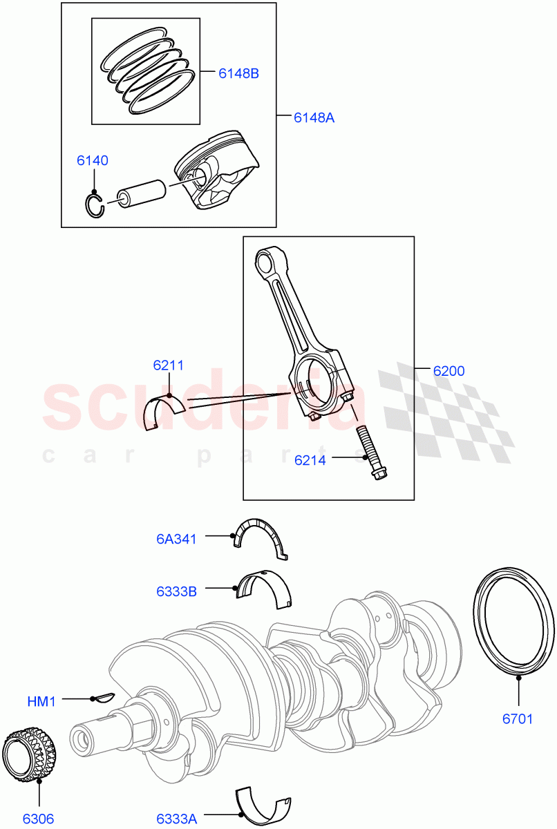 Crankshaft/Pistons And Bearings (AJ Petrol 4.2 V8 Supercharged) of Land Rover Land Rover Range Rover Sport (2005-2009) [4.2 Petrol V8 Supercharged]
