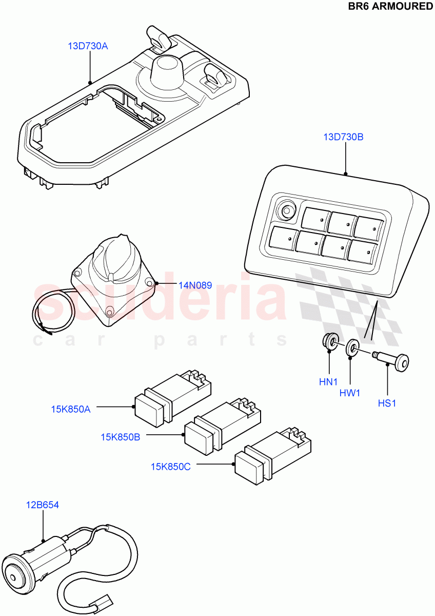 Switches (With B6 Level Armouring) ((V) FROMAA000001) of Land Rover Land Rover Discovery 4 (2010-2016) [4.0 Petrol V6]