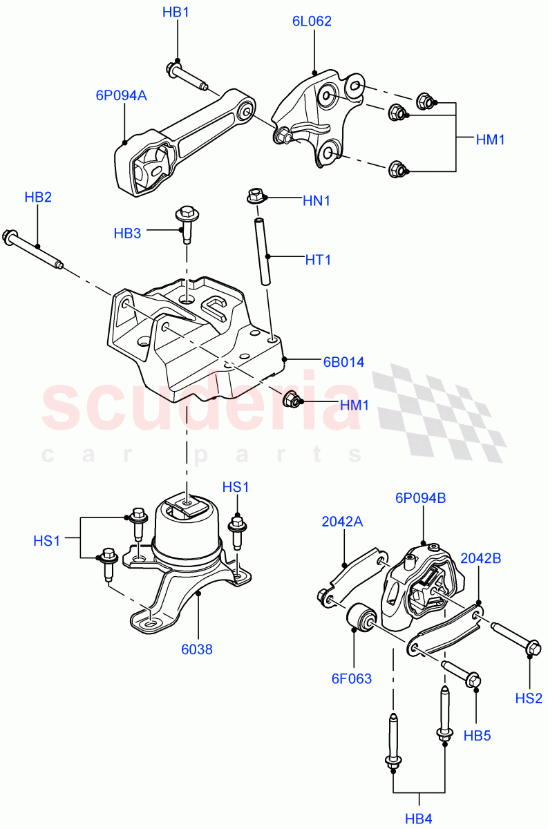 Engine Mounting (2.0L 16V TIVCT T/C 240PS Petrol, Itatiaia (Brazil)) ((V) FROMGT000001) of Land Rover Land Rover Range Rover Evoque (2012-2018) [2.0 Turbo Diesel]