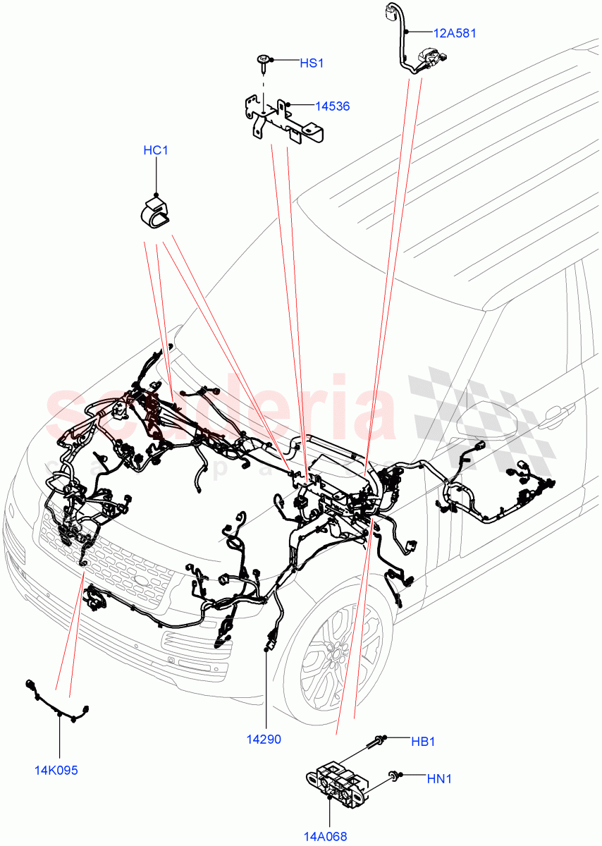 Electrical Wiring - Engine And Dash (Engine Compartment) ((V) FROMHA000001) of Land Rover Land Rover Range Rover (2012-2021) [4.4 DOHC Diesel V8 DITC]
