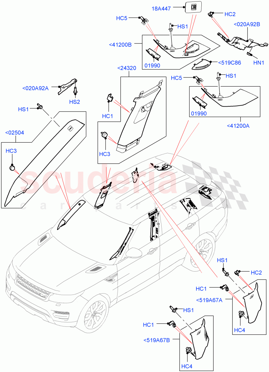 Side Trim (Upper, Front And Rear) of Land Rover Land Rover Range Rover Sport (2014+) [3.0 Diesel 24V DOHC TC]