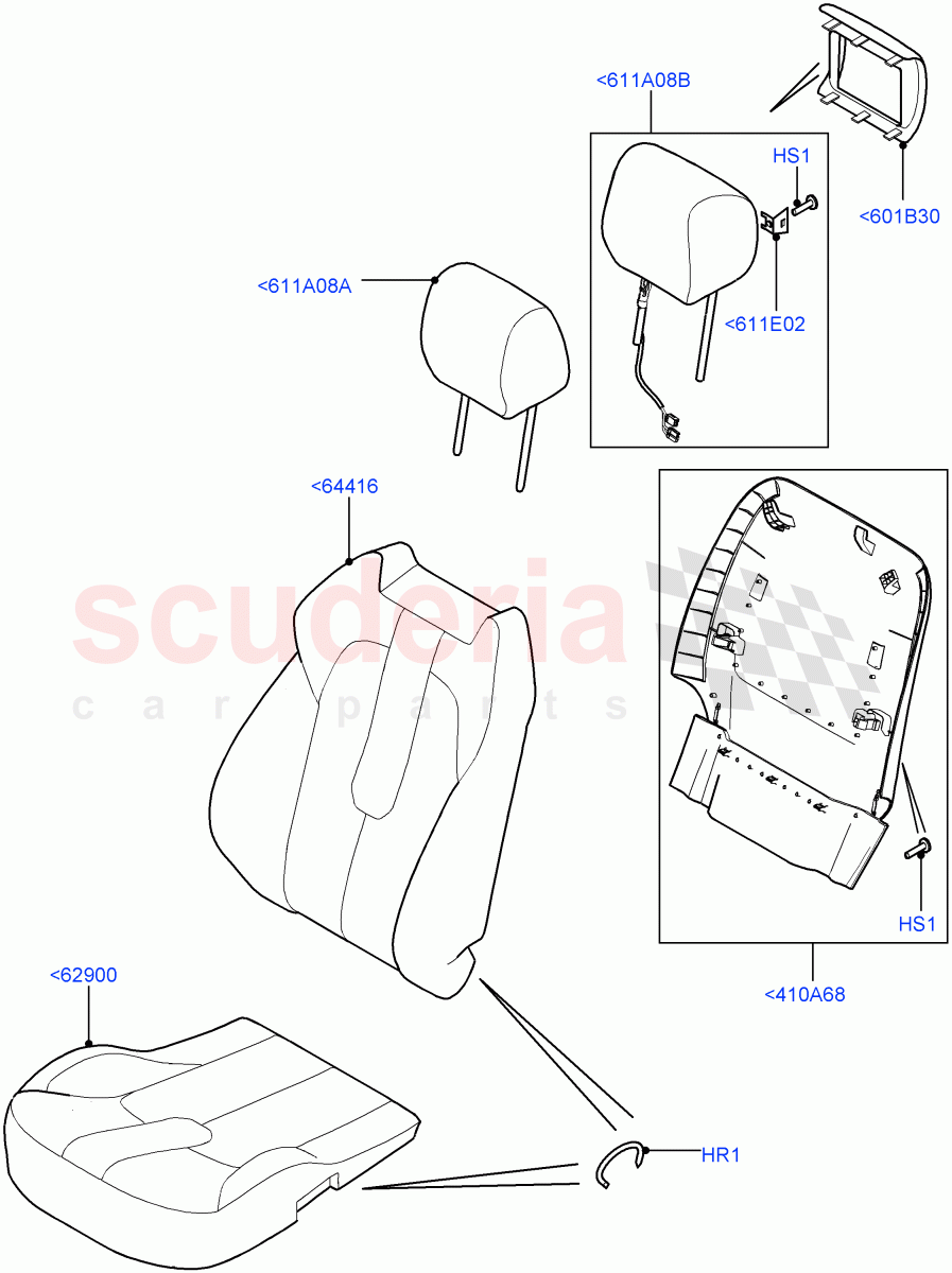 Front Seat Covers (Windsor Leather Perforated, Itatiaia (Brazil), Seat - Standard) ((V) FROMGT000001) of Land Rover Land Rover Range Rover Evoque (2012-2018) [2.0 Turbo Petrol AJ200P]