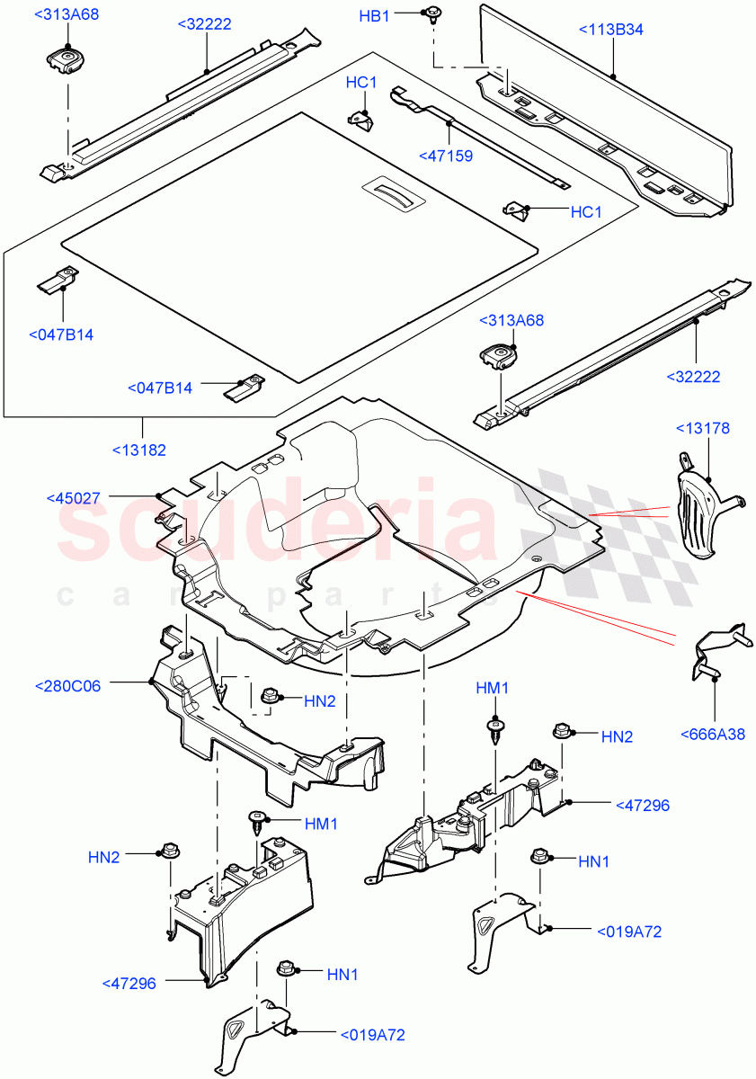 Load Compartment Trim (Floor) (For Unleaded Fuel, With Diesel Fuel Capability, Diesel/Electric - Hybrid, Flex Fuel - E100) of Land Rover Land Rover Range Rover (2012-2021) [3.0 DOHC GDI SC V6 Petrol]