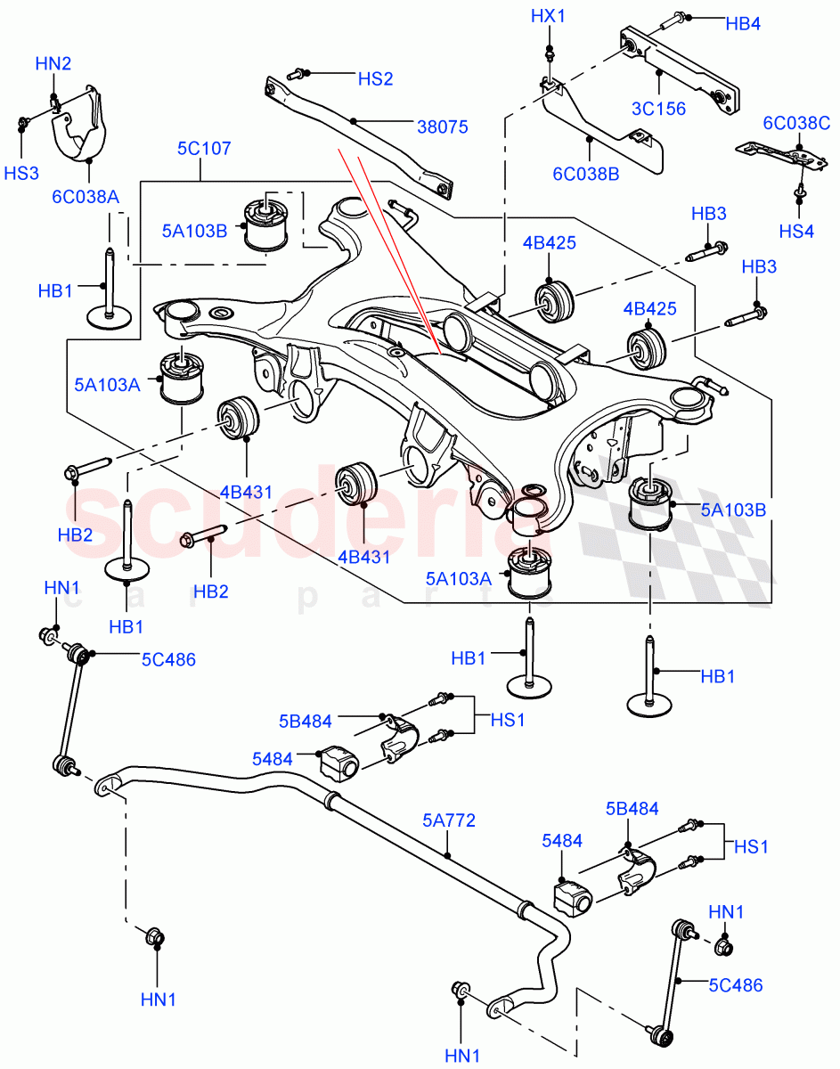 Rear Cross Member & Stabilizer Bar (Halewood (UK)) of Land Rover Land Rover Range Rover Evoque (2012-2018) [2.0 Turbo Petrol AJ200P]