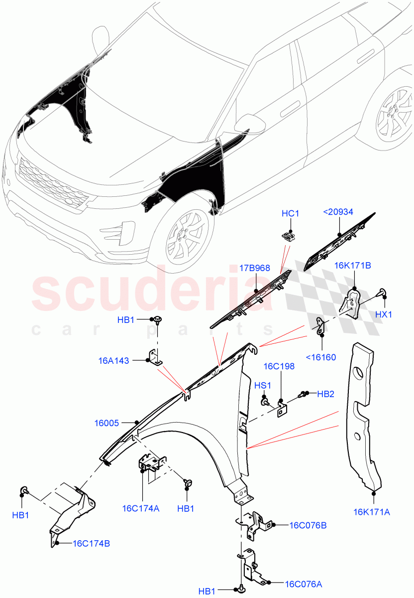 Dash Panel And Front Fenders (Changsu (China)) of Land Rover Land Rover Range Rover Evoque (2019+) [2.0 Turbo Petrol AJ200P]