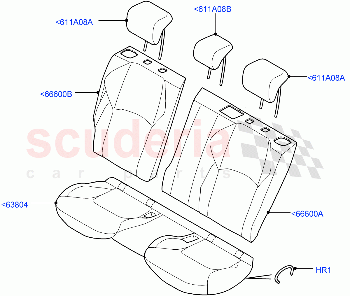 Rear Seat Covers (Grained Cloth, Itatiaia (Brazil)) ((V) FROMGT000001) of Land Rover Land Rover Range Rover Evoque (2012-2018) [2.0 Turbo Petrol GTDI]