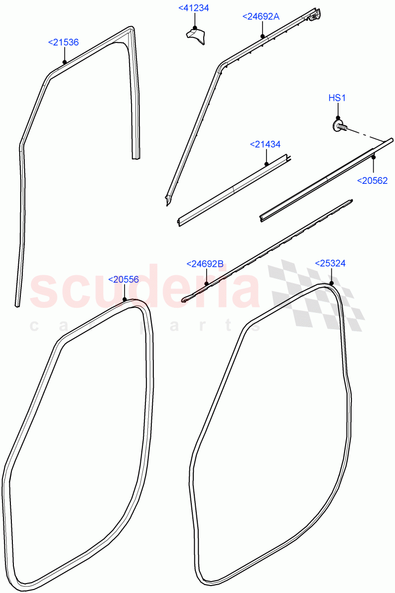 Front Doors, Hinges & Weatherstrips (Weatherstrips And Seals) (Short Wheelbase) of Land Rover Land Rover Defender (2020+) [5.0 OHC SGDI SC V8 Petrol]