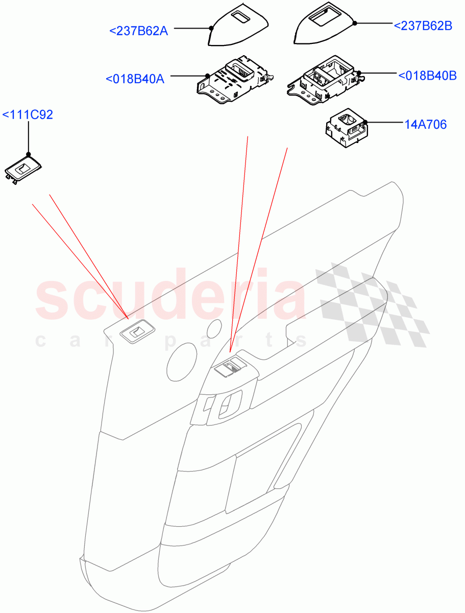 Rear Door Trim Installation (For Switches) (Version - Core, Non SVR) of Land Rover Land Rover Range Rover Sport (2014+) [3.0 Diesel 24V DOHC TC]