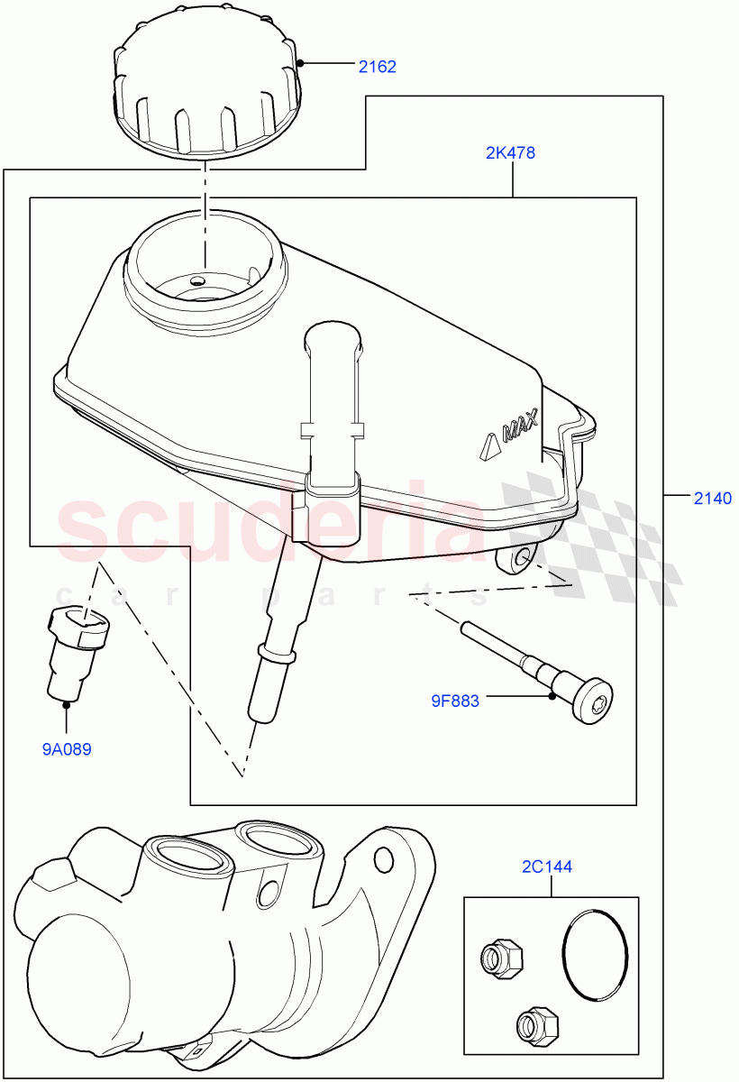 Master Cylinder - Brake System (Halewood (UK)) ((V) TOFH999999) of Land Rover Land Rover Range Rover Evoque (2012-2018) [2.0 Turbo Petrol AJ200P]