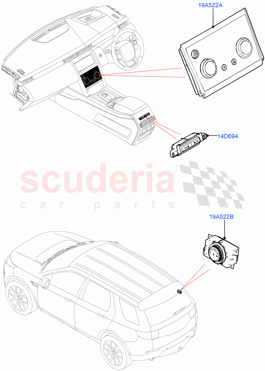 Heater & Air Conditioning Controls (Halewood (UK)) ((V) FROMLH000001) of Land Rover Land Rover Discovery Sport (2015+) [2.2 Single Turbo Diesel]
