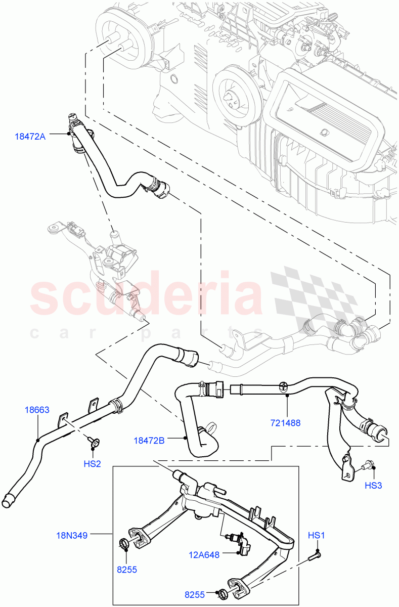 Heater Hoses (Nitra Plant Build) (3.0L DOHC GDI SC V6 PETROL, Electric Auxiliary Coolant Pump, Less Heater, With Fresh Air Heater) ((V) FROMK2000001) of Land Rover Land Rover Discovery 5 (2017+) [3.0 I6 Turbo Diesel AJ20D6]