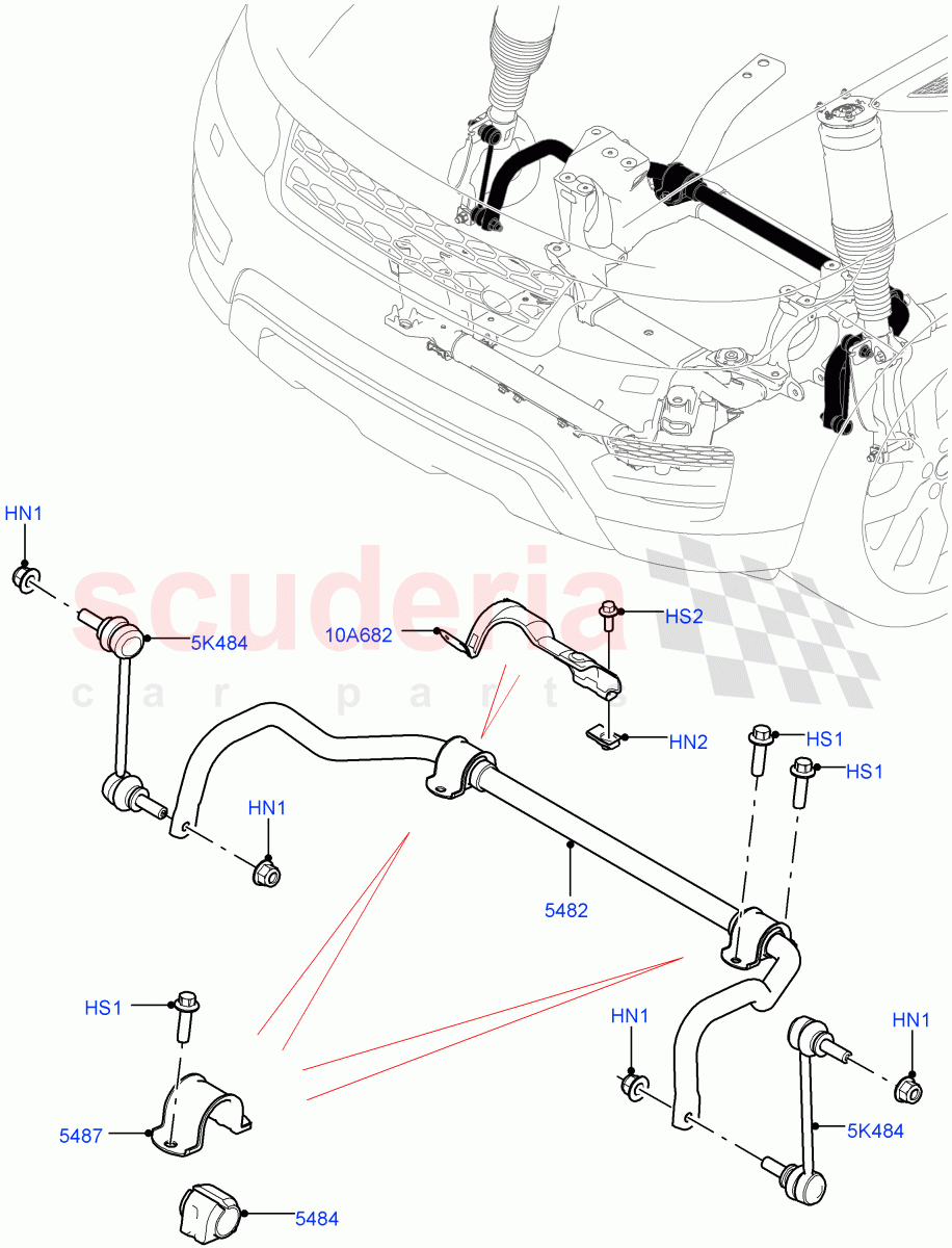 Front Cross Member & Stabilizer Bar (Conventional Stabilizer Bar) (With Four Corner Air Suspension, With Performance Suspension) ((V) FROMKA000001) of Land Rover Land Rover Range Rover Sport (2014+) [3.0 Diesel 24V DOHC TC]