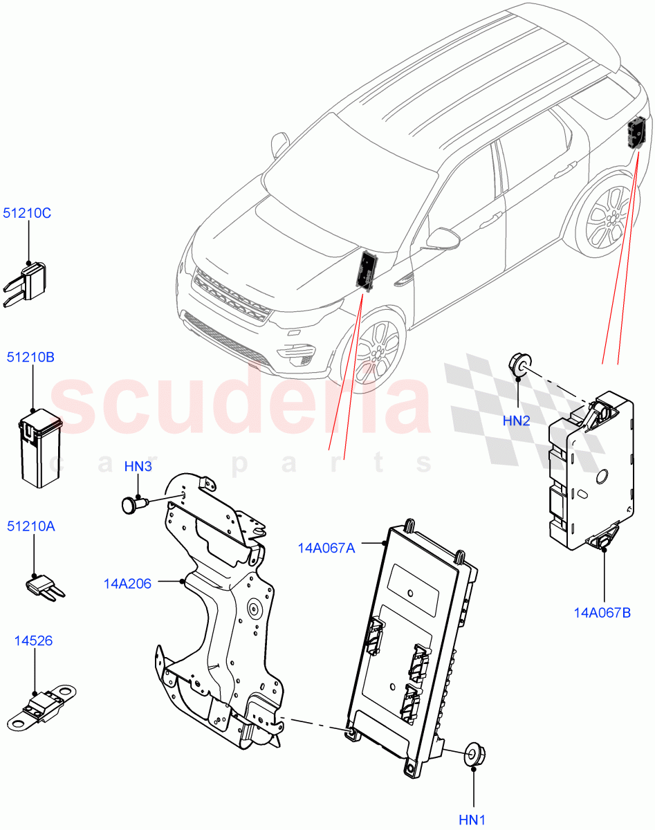 Fuses, Holders And Circuit Breakers (Changsu (China)) ((V) FROMFG000001, (V) TOKG446856) of Land Rover Land Rover Discovery Sport (2015+) [2.0 Turbo Diesel]