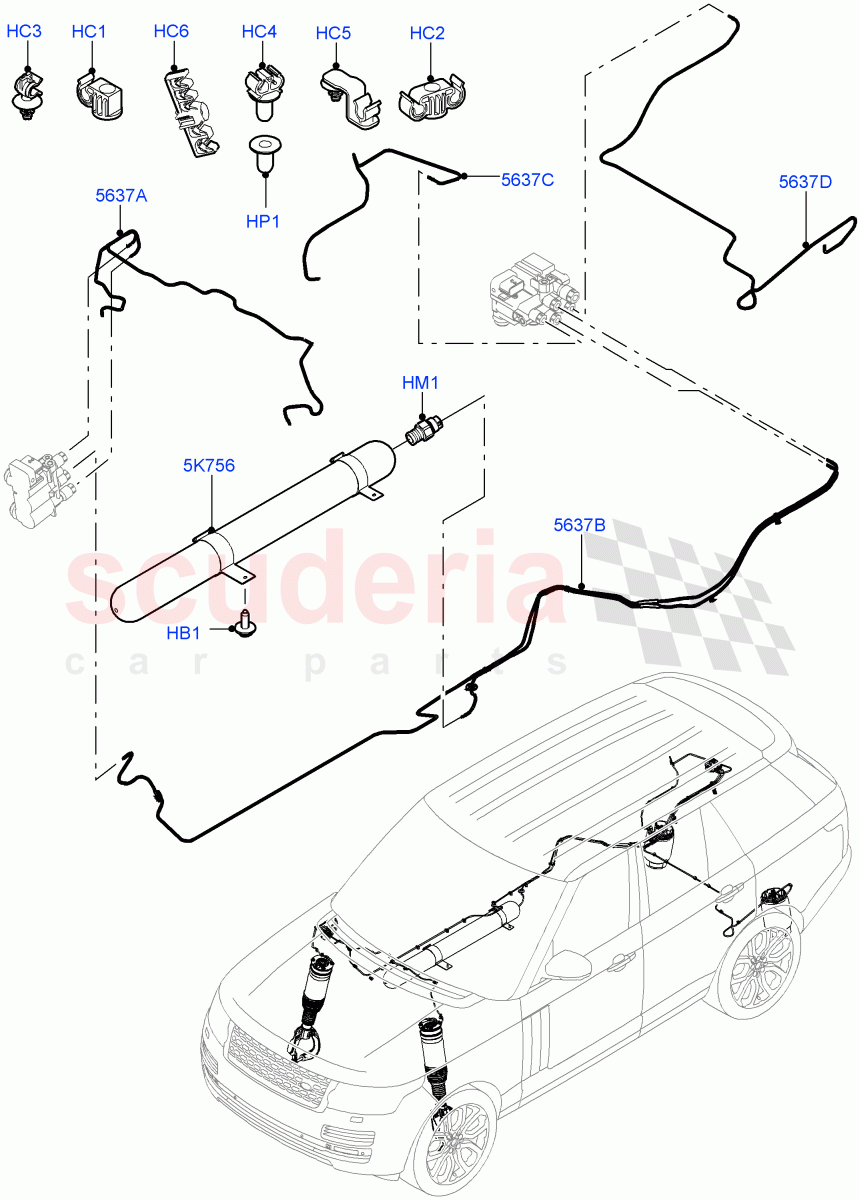 Air Suspension Compressor And Lines (Air Suspension Lines) ((V) TODA999999) of Land Rover Land Rover Range Rover (2012-2021) [2.0 Turbo Petrol GTDI]