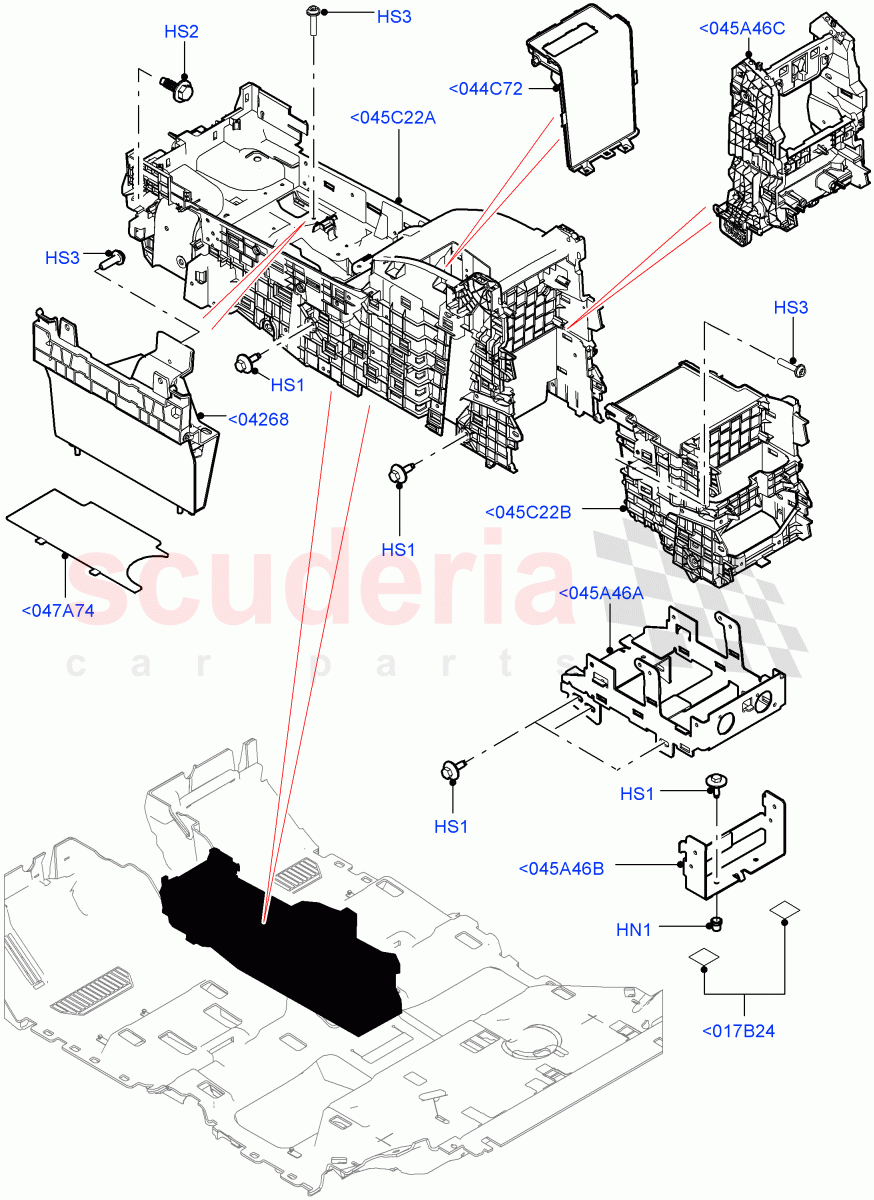 Console - Floor (For Carrier Assy, Internal Components, Front) (Long Wheelbase) ((V) FROMEA000001) of Land Rover Land Rover Range Rover (2012-2021) [5.0 OHC SGDI SC V8 Petrol]