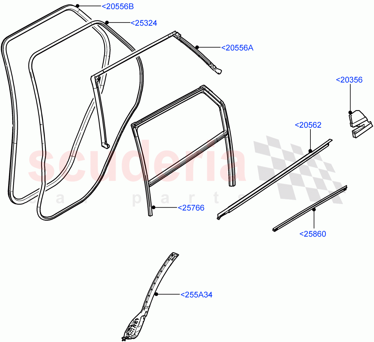Rear Doors, Hinges & Weatherstrips (Weatherstrips And Seals) (Changsu (China)) of Land Rover Land Rover Range Rover Evoque (2019+) [2.0 Turbo Diesel AJ21D4]