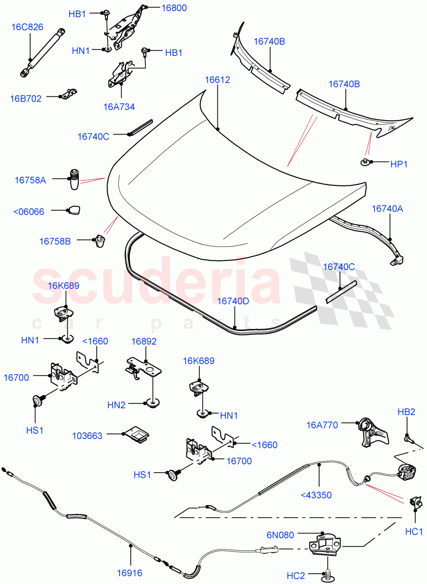 Hood And Related Parts (Solihull Plant Build) ((V) FROMHA000001) of Land Rover Land Rover Discovery 5 (2017+) [2.0 Turbo Diesel]