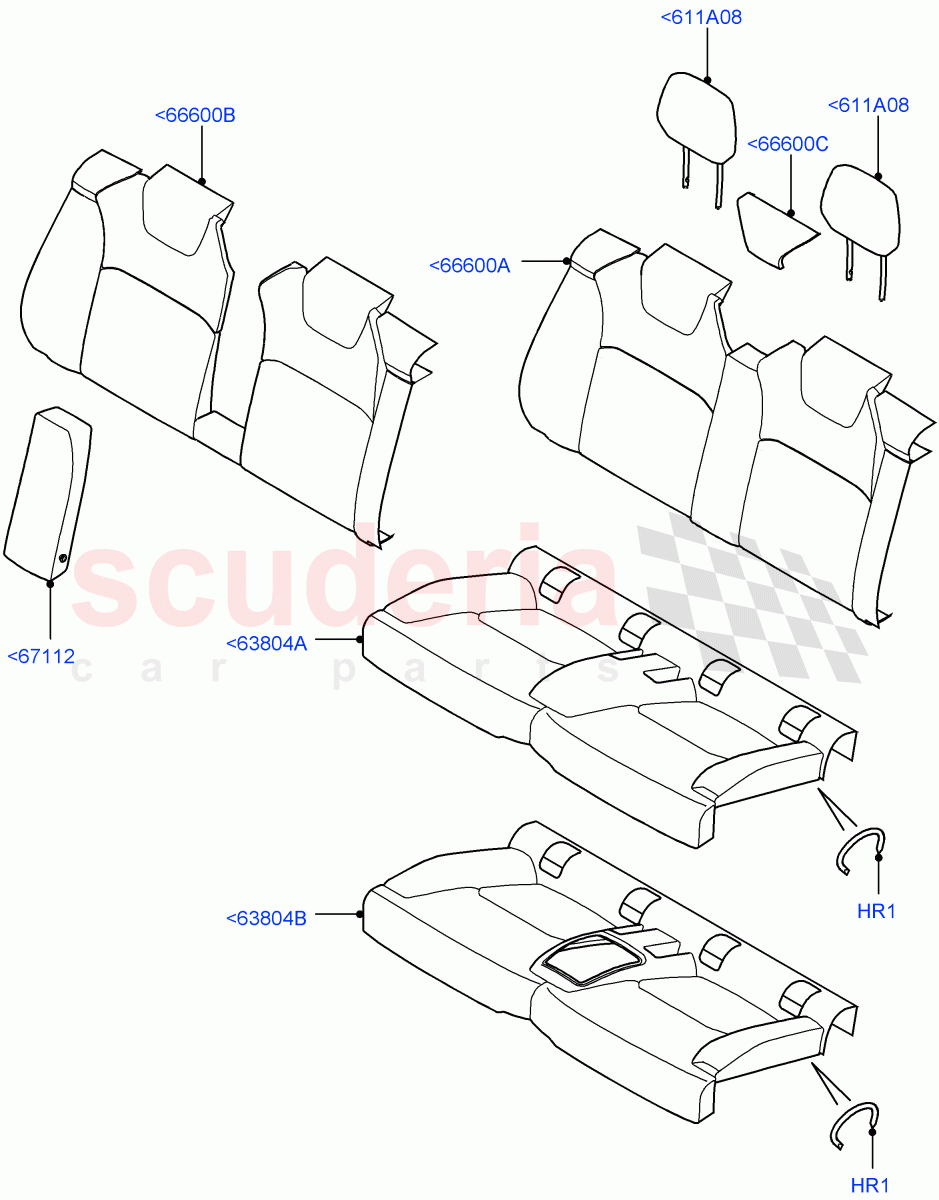 Rear Seat Covers (Windsor Sport Leather Perforated, Halewood (UK), With 2 Rear Small Individual Seats) ((V) FROMGH000001) of Land Rover Land Rover Range Rover Evoque (2012-2018) [2.0 Turbo Diesel]