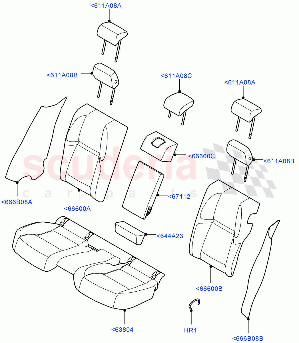 Rear Seat Covers (Extended Windsor) ((V) FROMKA000001, (V) TOLA999999) of Land Rover Land Rover Range Rover Velar (2017+) [2.0 Turbo Diesel]