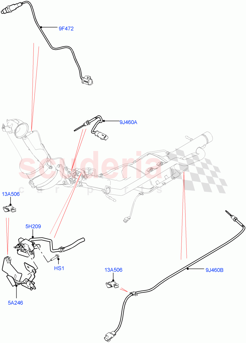 Exhaust System (Sensors) (2.0L I4 DSL MID DOHC AJ200, Itatiaia (Brazil), 2.0L I4 DSL HIGH DOHC AJ200) ((V) FROMGT000001) of Land Rover Land Rover Range Rover Evoque (2012-2018) [2.0 Turbo Diesel]