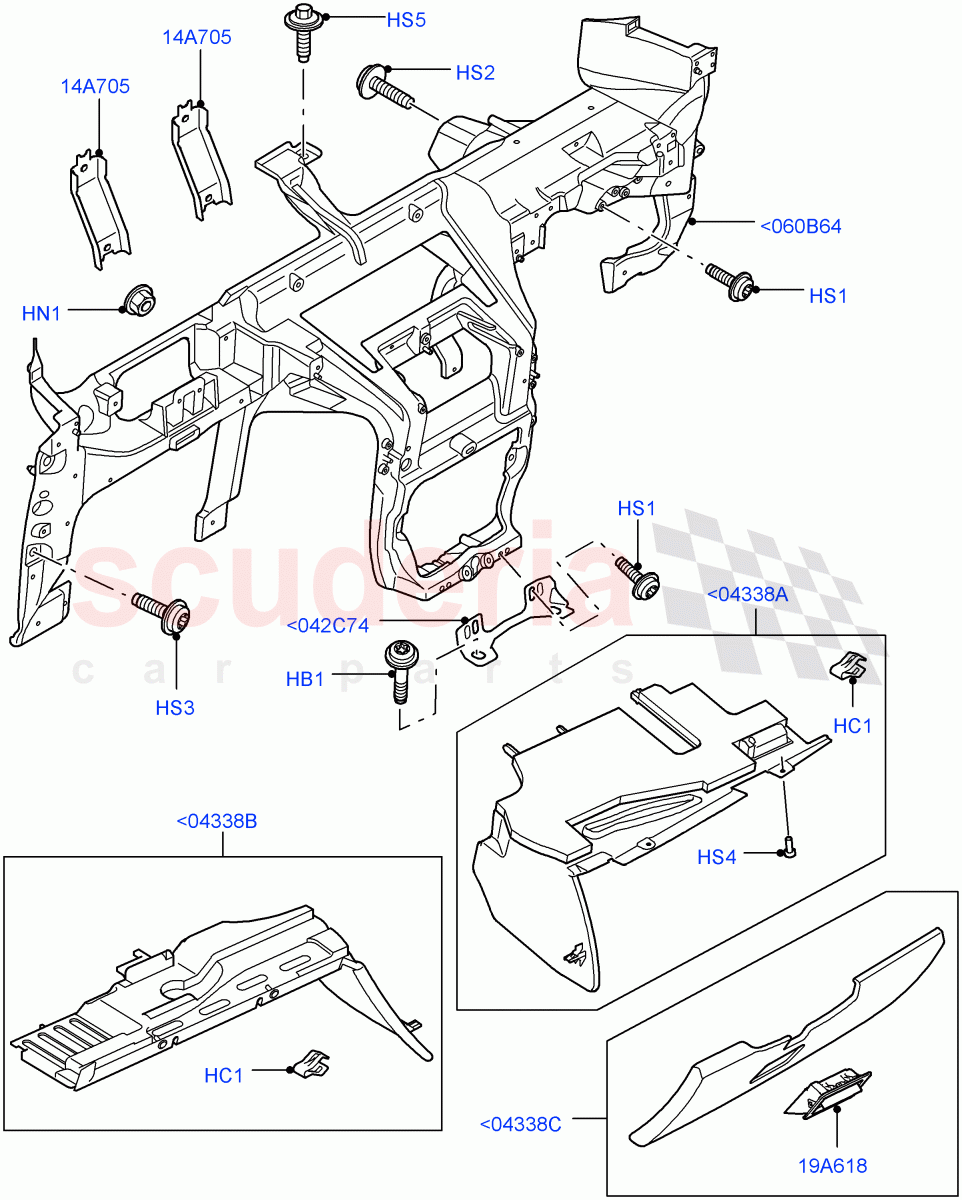 Instrument Panel (Lower) ((V) TO9A999999) of Land Rover Land Rover Range Rover Sport (2005-2009) [2.7 Diesel V6]