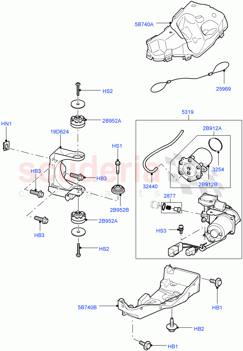 Air Suspension Compressor And Lines (Compressor Assy, 'Hitachi' Compressor) (With Four Corner Air Suspension) ((V) FROMAA000001, (V) TOBA589827) of Land Rover Land Rover Discovery 4 (2010-2016) [5.0 OHC SGDI NA V8 Petrol]