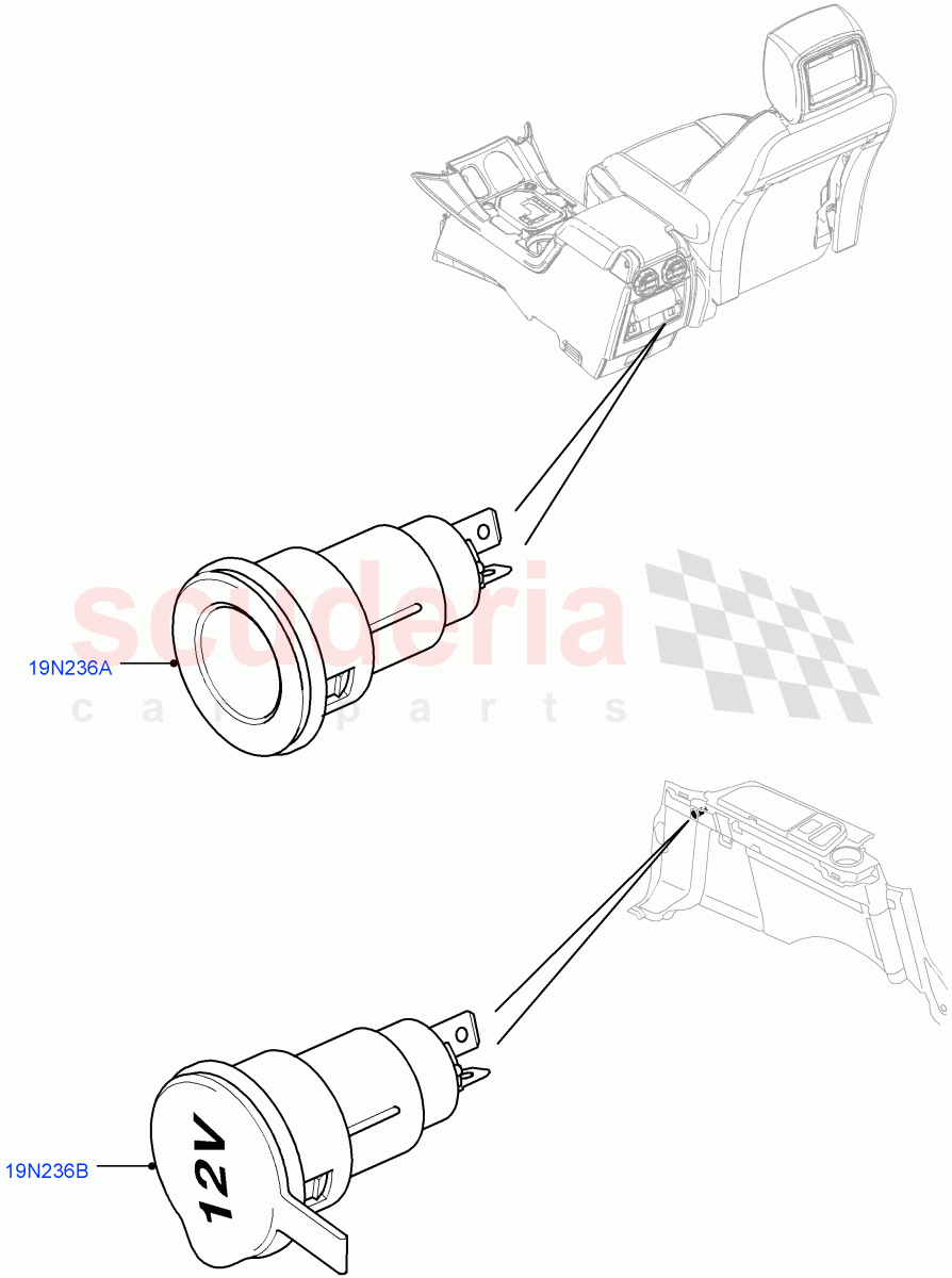 Auxiliary Electrical Power Points ((V) FROMAA000001) of Land Rover Land Rover Discovery 4 (2010-2016) [3.0 Diesel 24V DOHC TC]