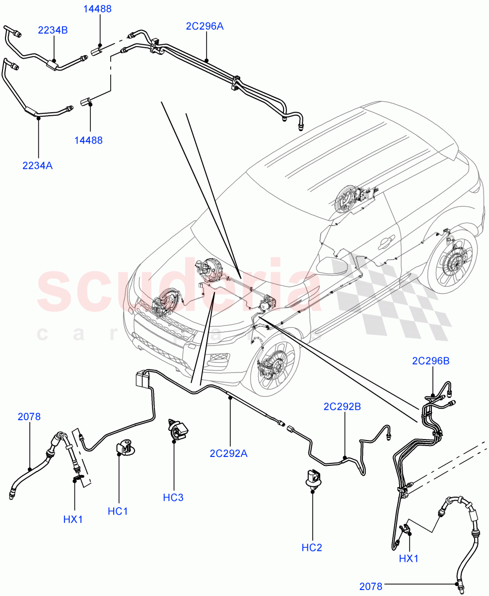 Front Brake Pipes (RHD, Halewood (UK)) ((V) TODH999999) of Land Rover Land Rover Range Rover Evoque (2012-2018) [2.0 Turbo Petrol GTDI]